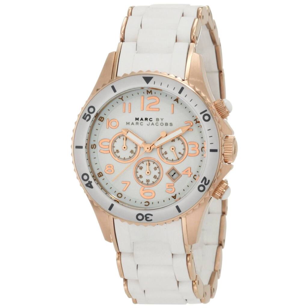 Marc Jacobs Women's White/ Rose Goldtone Chronograph Watch