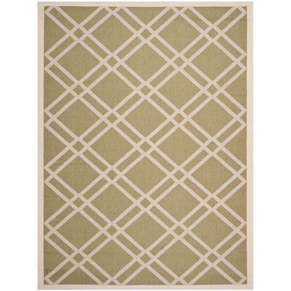 Safavieh Indoor/ Outdoor Courtyard Crisscrosspattern Green/ Beige Rug