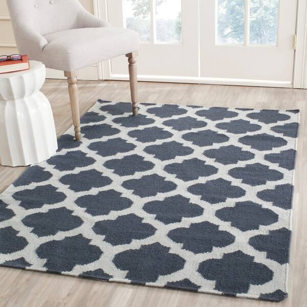 Shop Safavieh Handwoven Moroccan Reversible Dhurrie Blue Wool Rug 4' x 6' On Sale Free