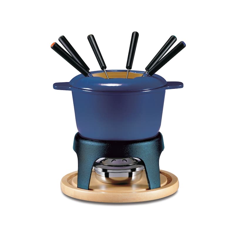 Swissmar Sierra 11-Piece Deep Blue Enameled Meat Fondue Set