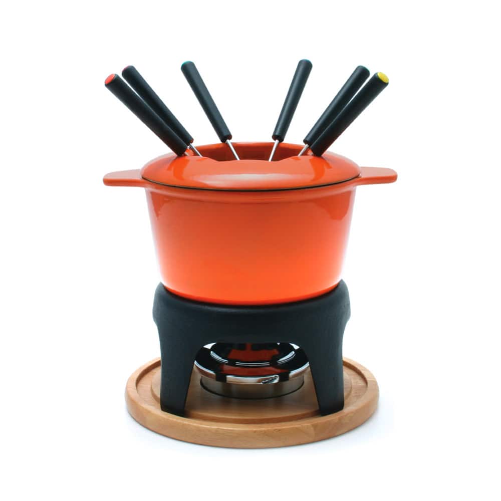 Swissmar Sierra Orange 3-in-1 Cast Iron Fondue Set
