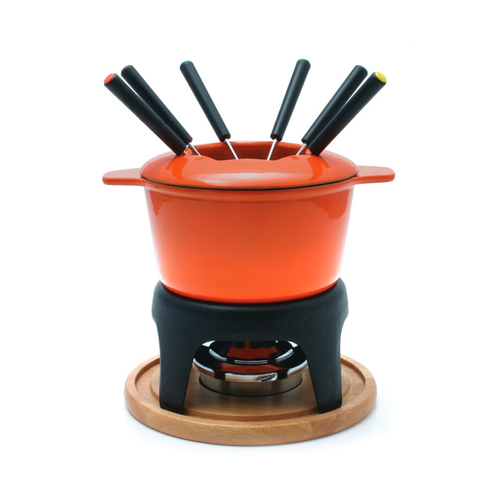 Swissmar Sierra Orange 3-in-1 Cast Iron Fondue Set