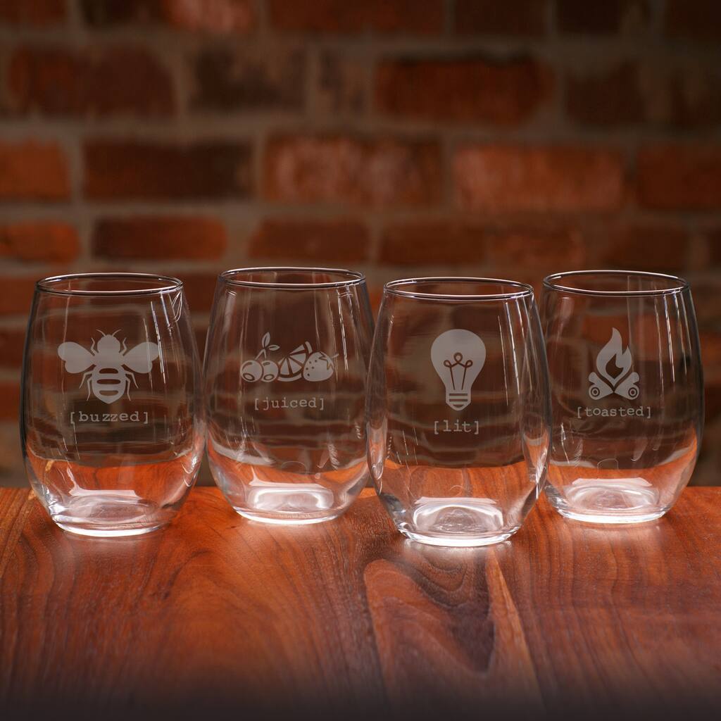 Tipsy Collection Stemless Wine Glass (Set of 4)