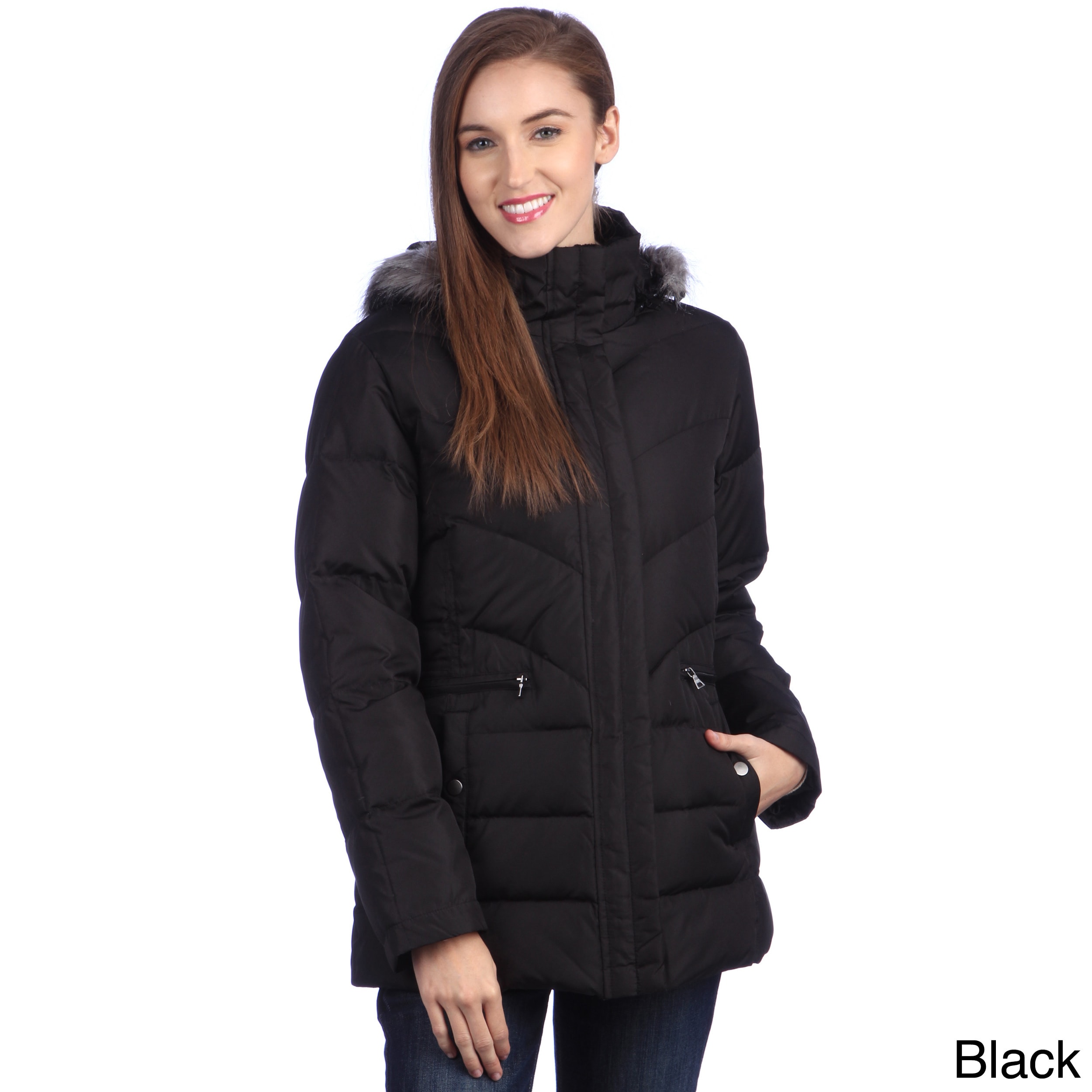 Larry Levine Larry Levine Womens Water Resistant Down filled Jacket Black Size XS (2  3)