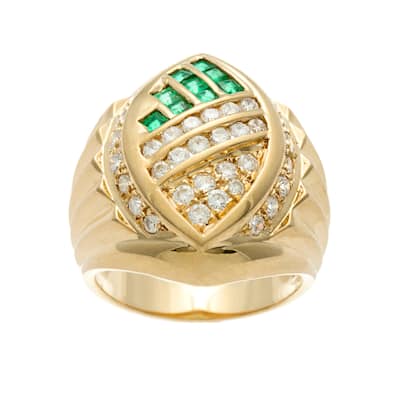 Kabella Luxe Vintage 18k Gold Emerald and 4/5ct TDW Diamond Collage Ring (G-H, SI1-SI2)