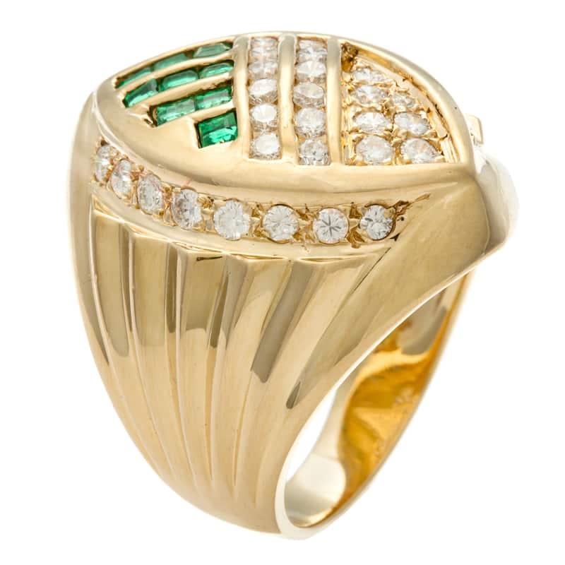 Kabella Luxe Vintage 18k Gold Emerald and 4/5ct TDW Diamond Collage Ring (G-H, SI1-SI2)