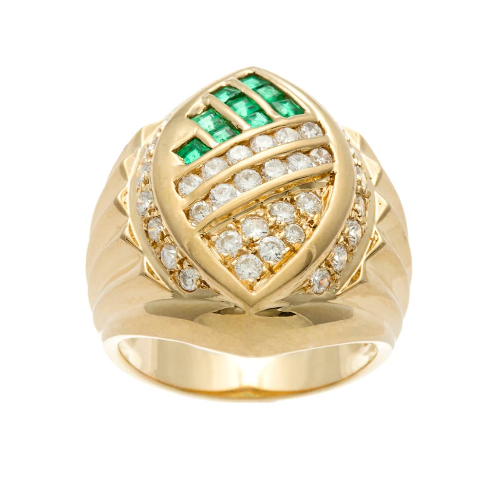 Kabella Luxe Vintage 18k Gold Emerald and 4/5ct TDW Diamond Collage Ring (G-H, SI1-SI2)