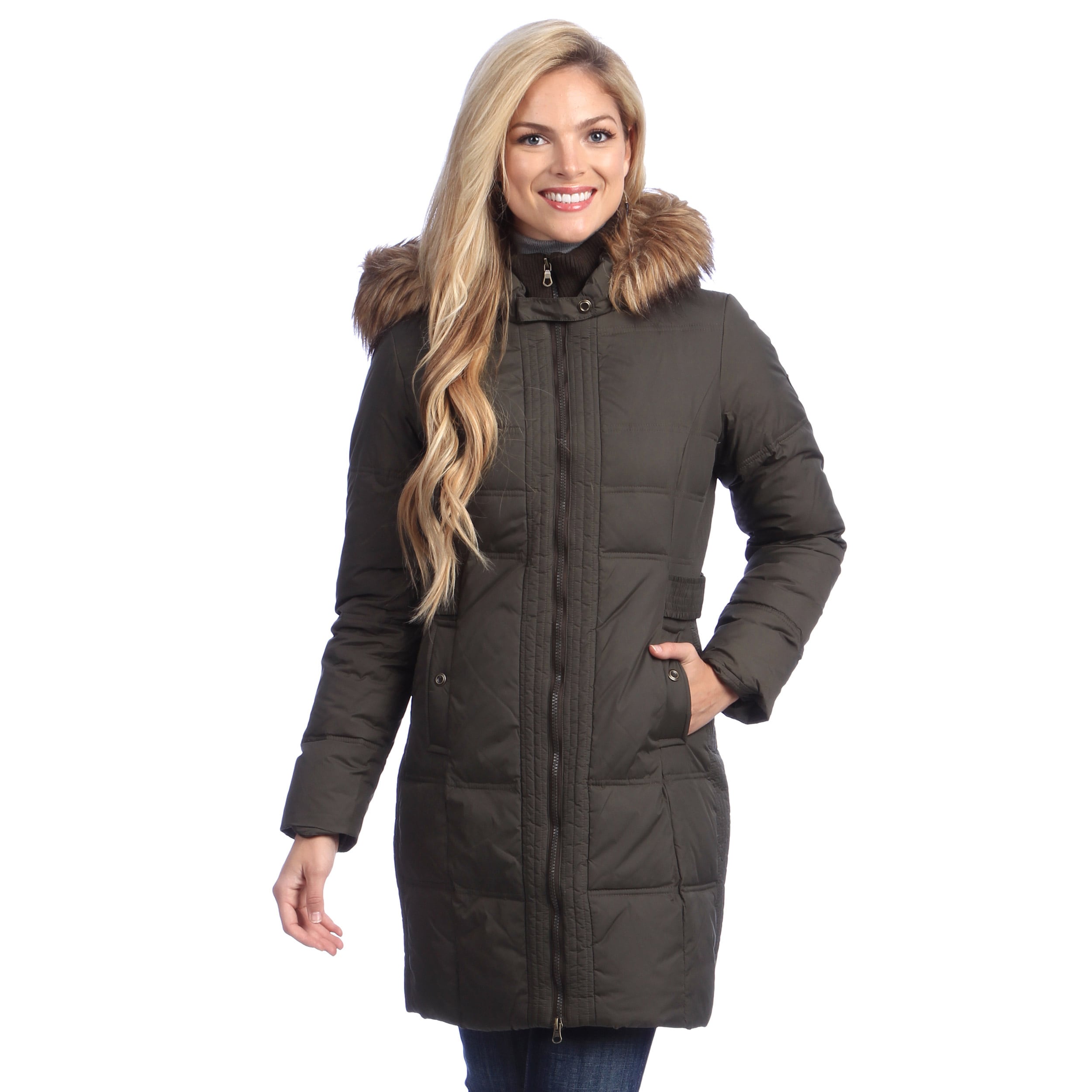 larry levine long puffer coat