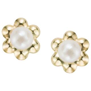 5 6 Mm Kids Earrings Online At Our Best Pearlyta 14k Yellow Gold Children S Freshwater Pearl Flower Earrings With Gift Box 5 6