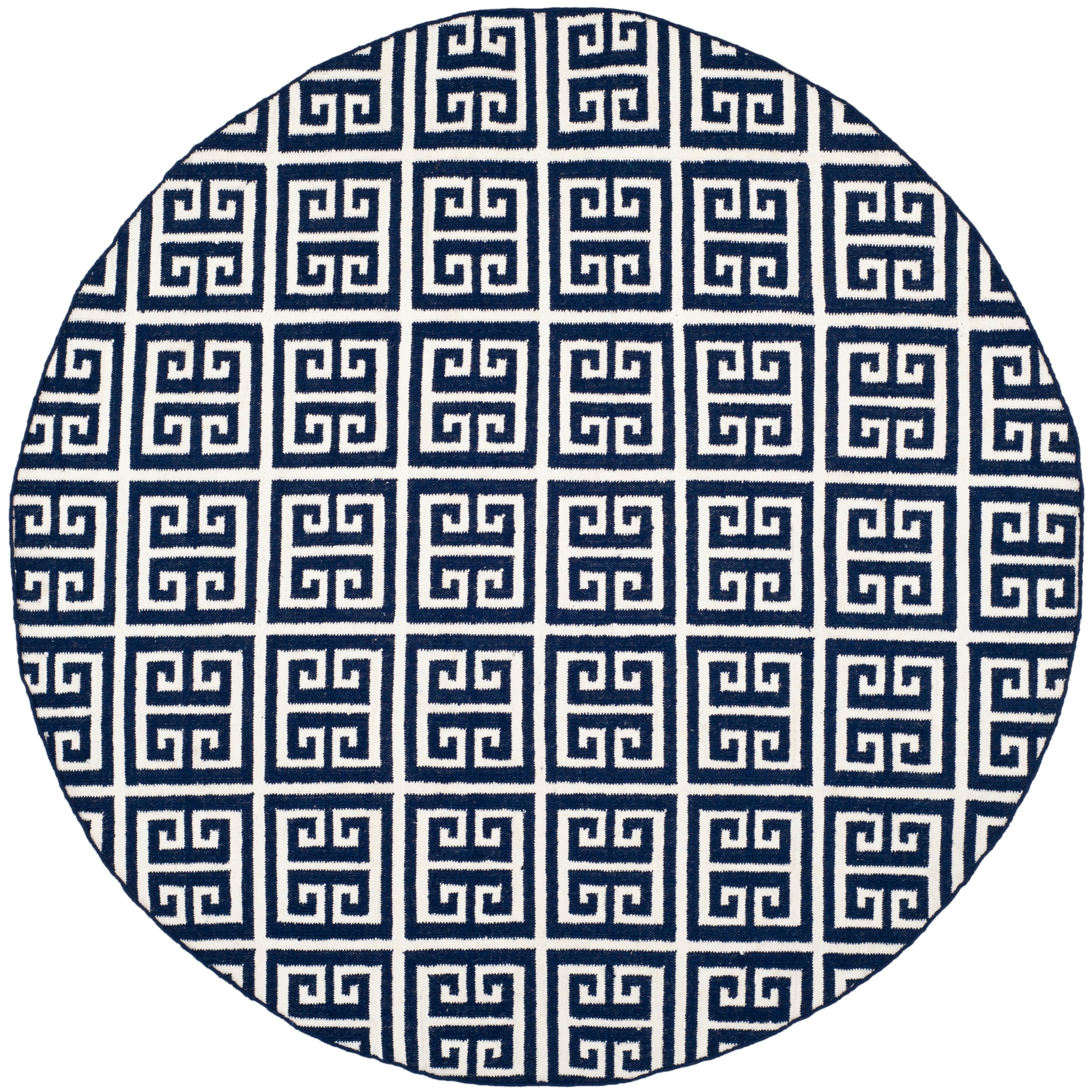 Safavieh Handwoven Moroccan Dhurrie Geometric Navy Wool Rug (7 Round)