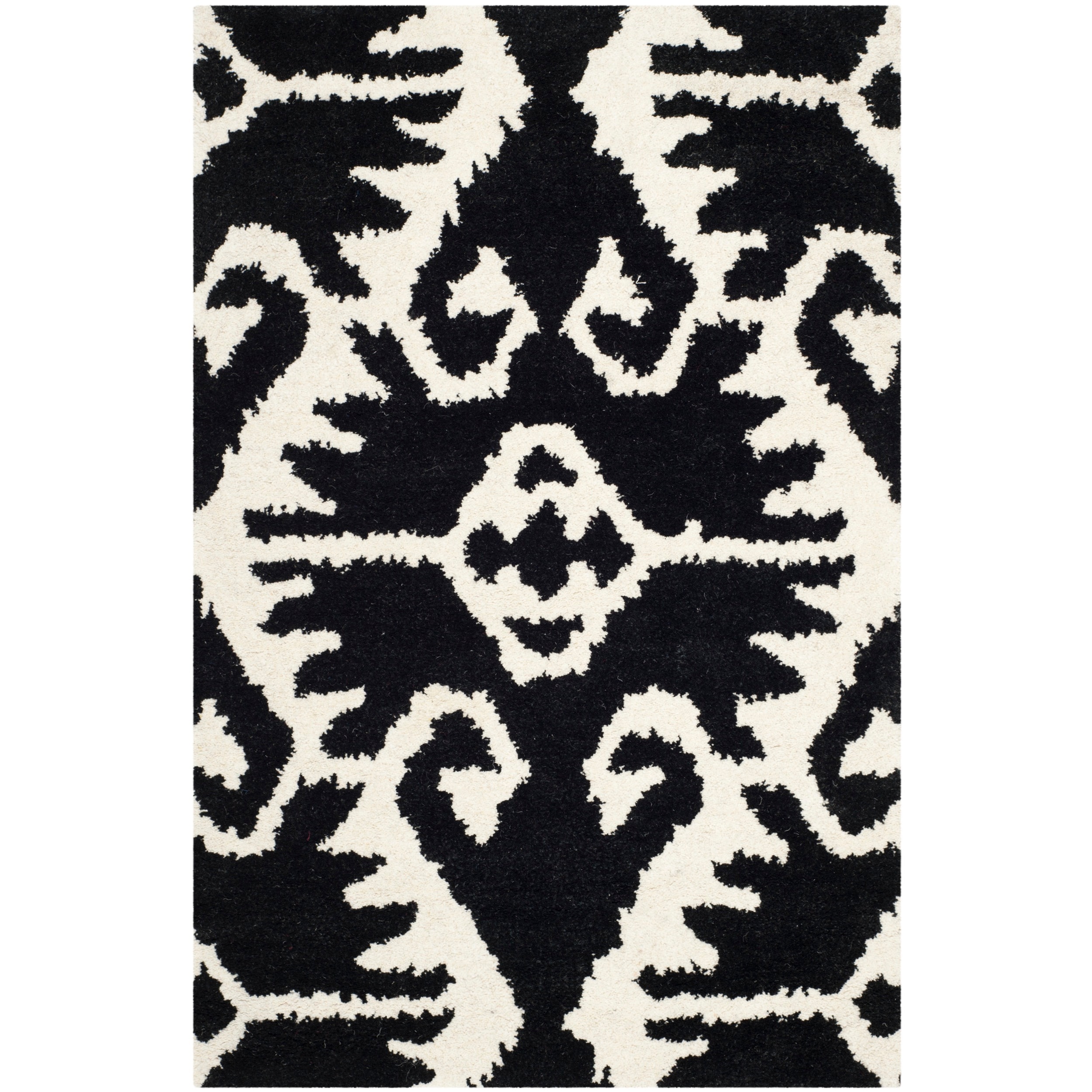 Safavieh Hand made Wyndham Black/ Ivory Wool Rug (26 X 4)