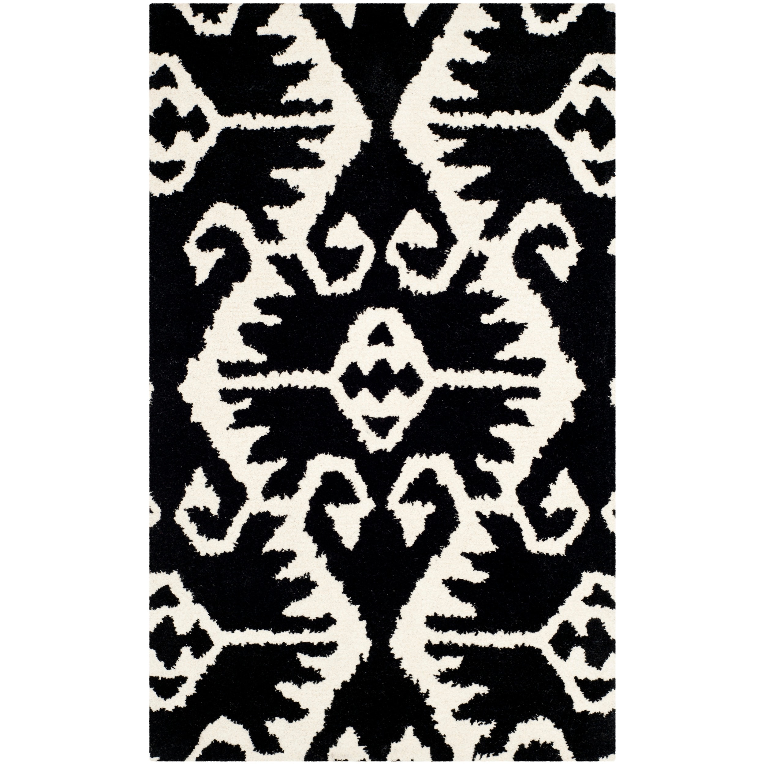 Safavieh Hand made Wyndham Black/ Ivory Wool Rug (3 X 5)