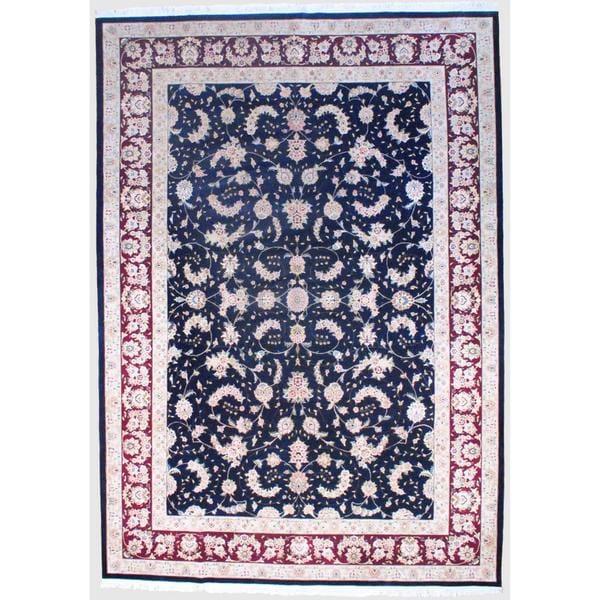 Herat Oriental Sino Hand-knotted Tabriz Wool and Silk Rug (9'10 x 14') - 9'10 x 14'