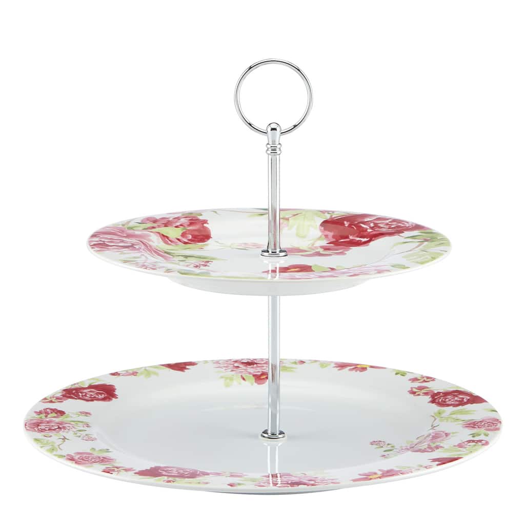 kathy ireland Home Blossoming Rose Two Tiered Server