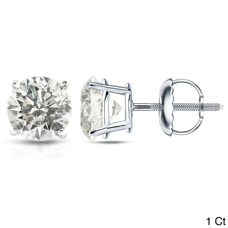 Platinum 1/2ct to 1 1/2ct TDW Round Hearts & Arrows Diamond Stud Earrings by Auriya - 1.00ct