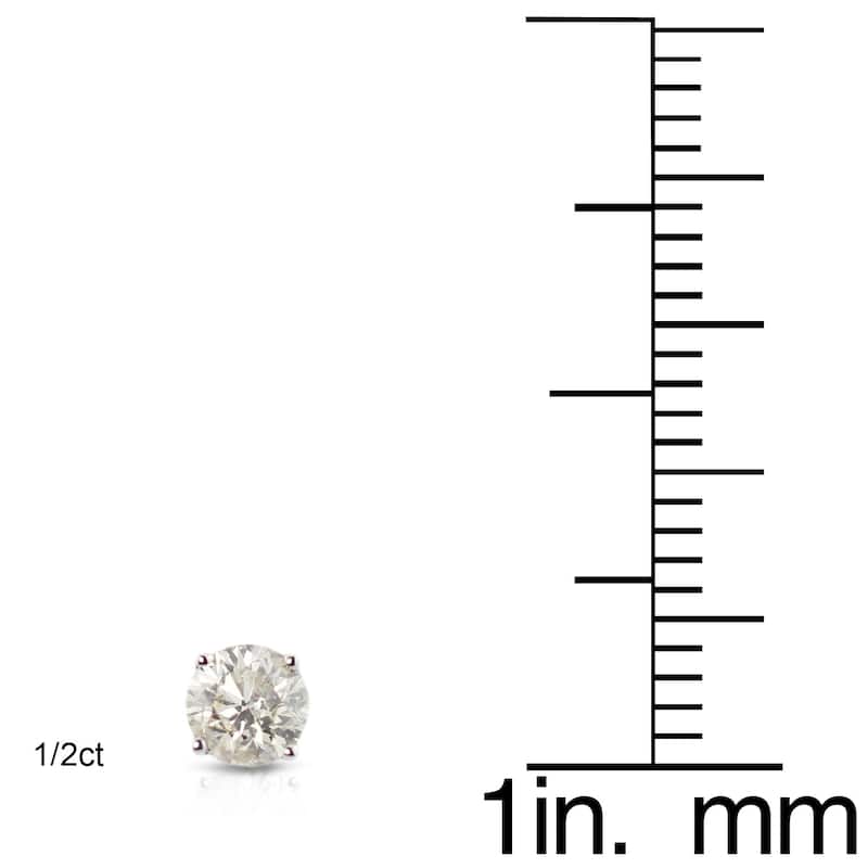 Platinum 1/2ct to 1 1/2ct TDW Round Hearts & Arrows Diamond Stud Earrings by Auriya