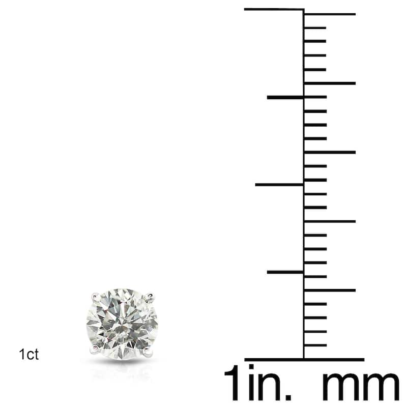 Platinum 1/2ct to 1 1/2ct TDW Round Hearts & Arrows Diamond Stud Earrings by Auriya