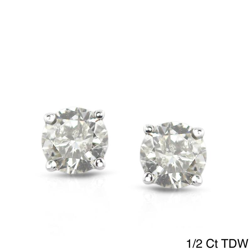 Auriya 1/2 to 1 1/2ctw Clarity-enhanced Round Diamond Stud Earrings Platinum - 0.50ct