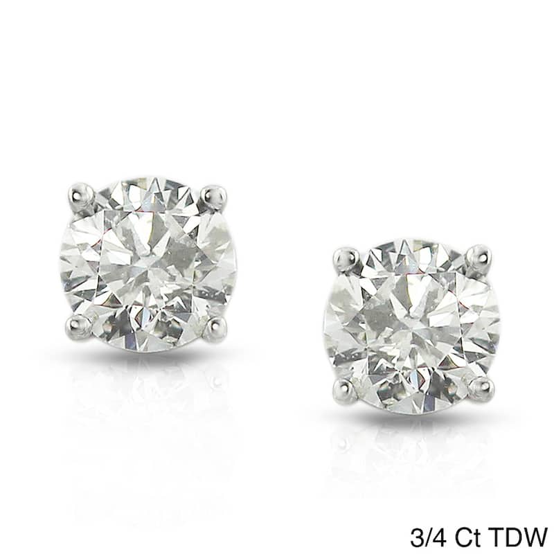 Auriya 1/2 to 1 1/2ctw Clarity-enhanced Round Diamond Stud Earrings Platinum - 0.75ct