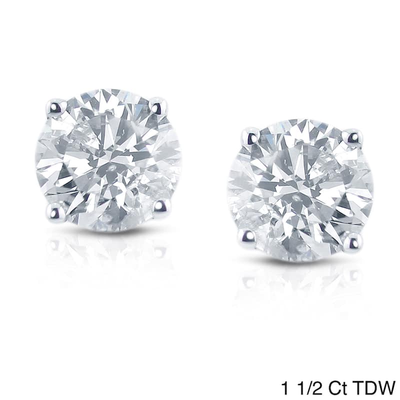 Platinum 1/2ctw to 1 1/2ctw Clarity-Enhanced Diamond Screw-Back Earrings - 1.50ct
