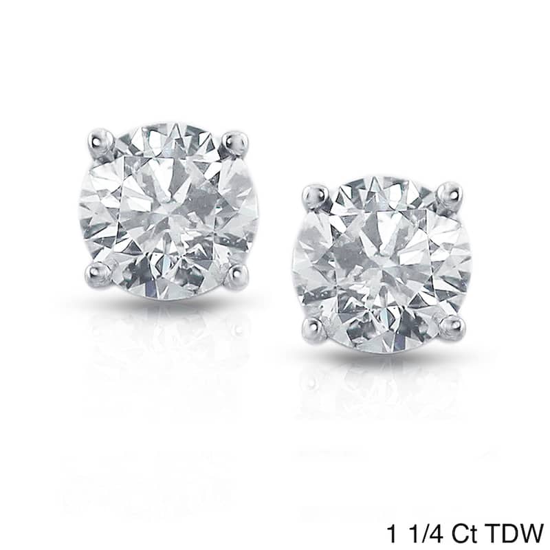Platinum 1/2ctw to 1 1/2ctw Clarity-Enhanced Diamond Screw-Back Earrings - 1.25ct
