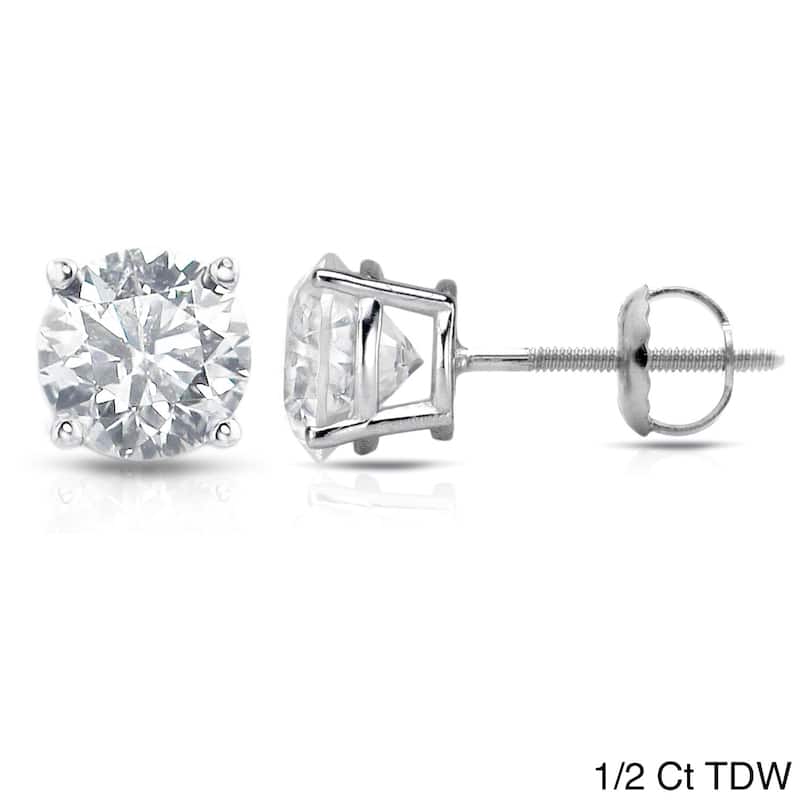 Platinum 1/2ctw to 1 1/2ctw Clarity-Enhanced Diamond Screw-Back Earrings