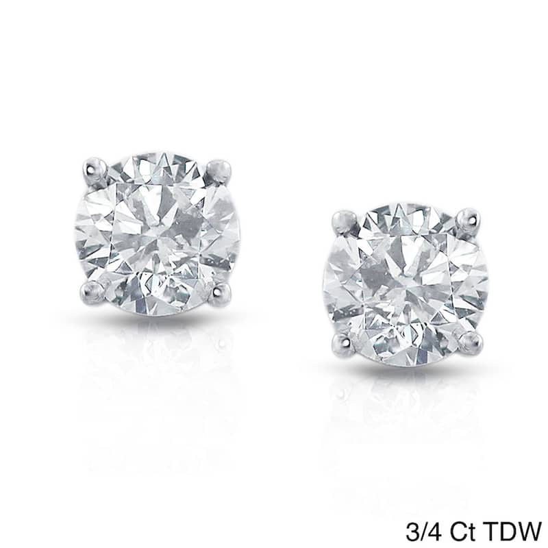 Platinum 1/2ctw to 1 1/2ctw Clarity-Enhanced Diamond Screw-Back Earrings - 0.75ct