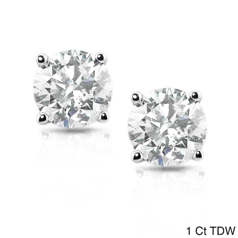 Platinum 1/2ctw to 1 1/2ctw Clarity-Enhanced Diamond Screw-Back Earrings - 1.00ct