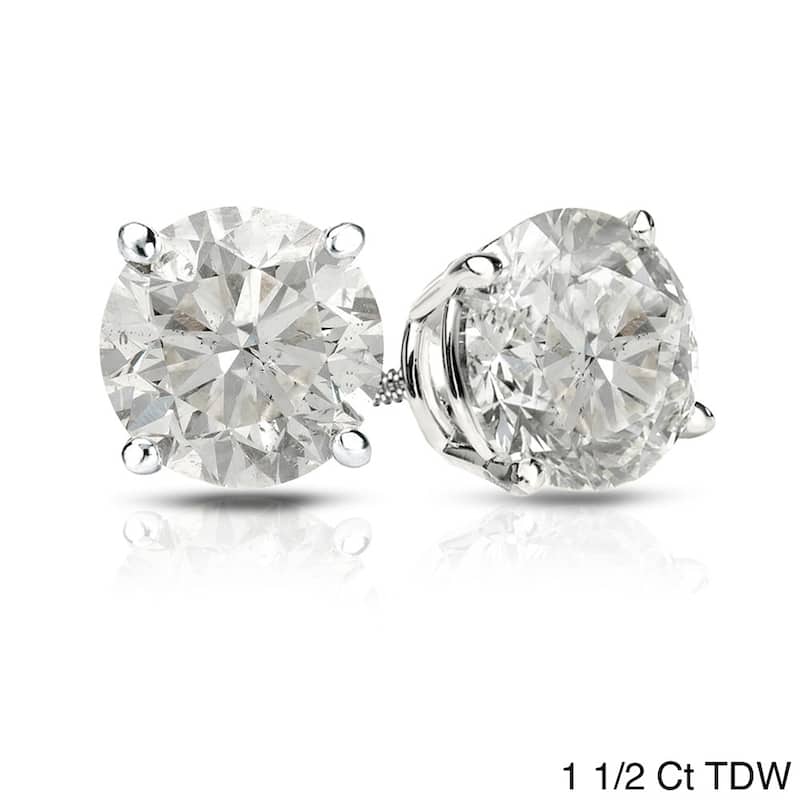 Auriya 1/2ct to 1 1/2ctw Round Hearts & Arrows Diamond Stud Earrings Platinum (H-I, SI1-SI2)