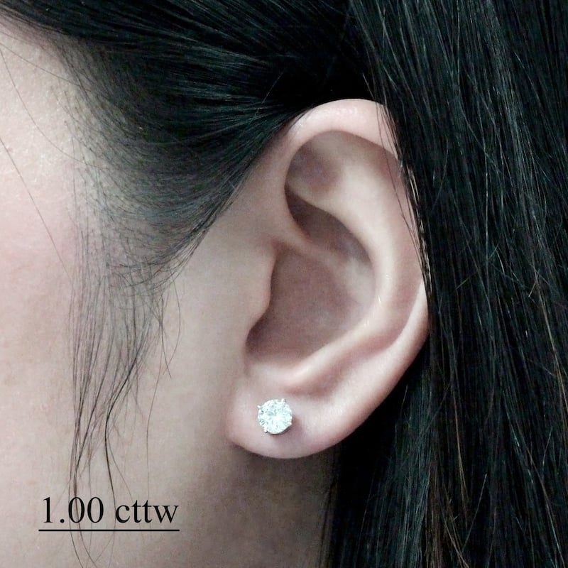 Auriya 1/2ct to 1 1/2ctw Round Hearts & Arrows Diamond Stud Earrings Platinum (H-I, SI1-SI2)