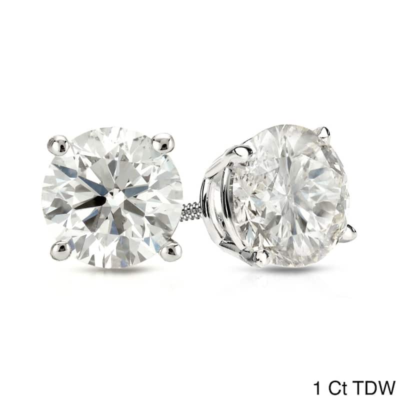Auriya 1/2ct to 1 1/2ctw Round Hearts & Arrows Diamond Stud Earrings Platinum (H-I, SI1-SI2)