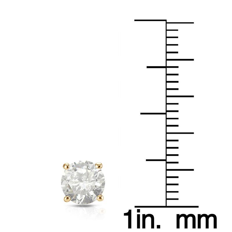 14k Yellow Gold 1/2ct to 1 1/2ct TDW Round Hearts & Arrows Diamond Stud Earrings by Auriya