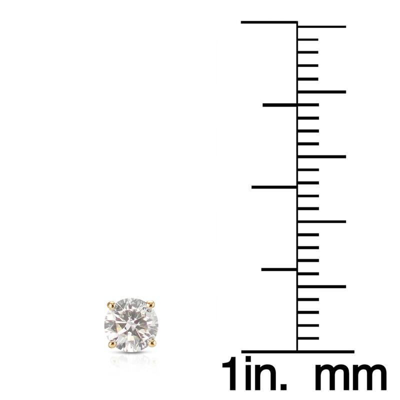 14k Yellow Gold 1/2ct to 1 1/2ct TDW Round Hearts & Arrows Diamond Stud Earrings by Auriya