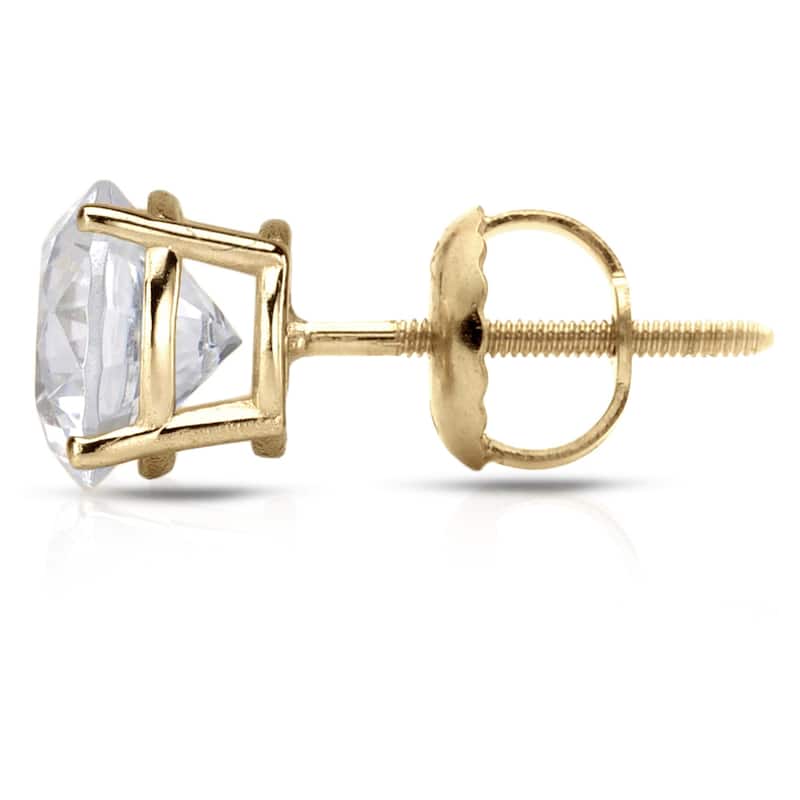 18K Yellow Gold 1/2ct to 2ct TW Clarity Enhanced Diamond Stud Earrings