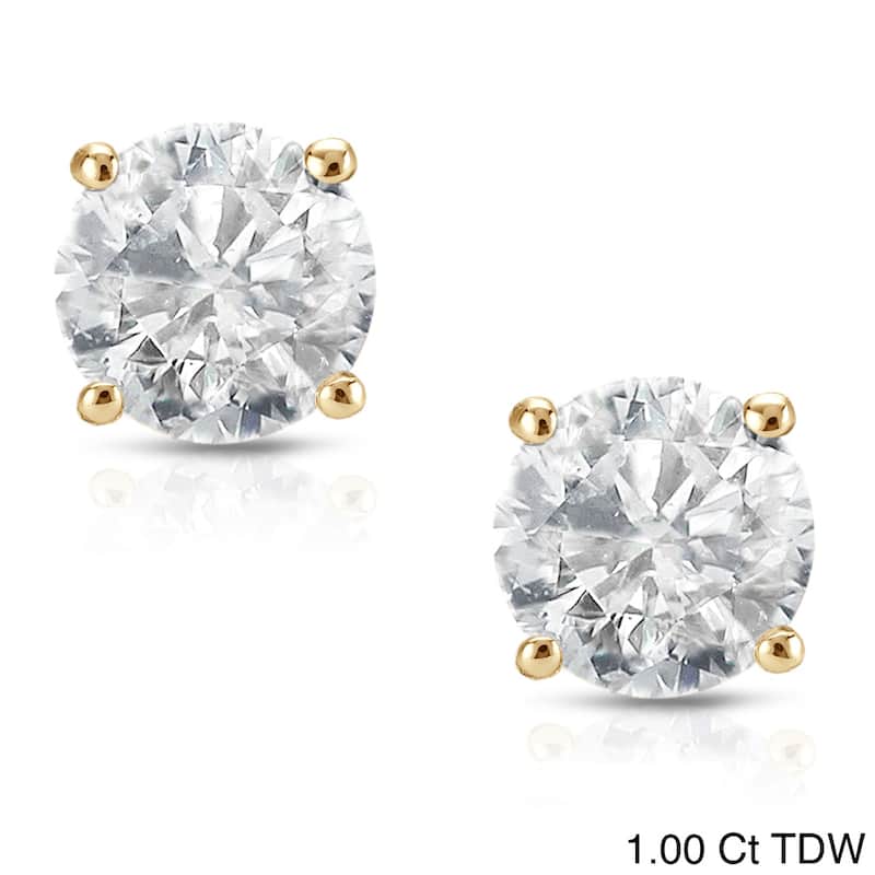 18K Yellow Gold 1/2ct to 2ct TW Clarity Enhanced Diamond Stud Earrings - 1.00ct