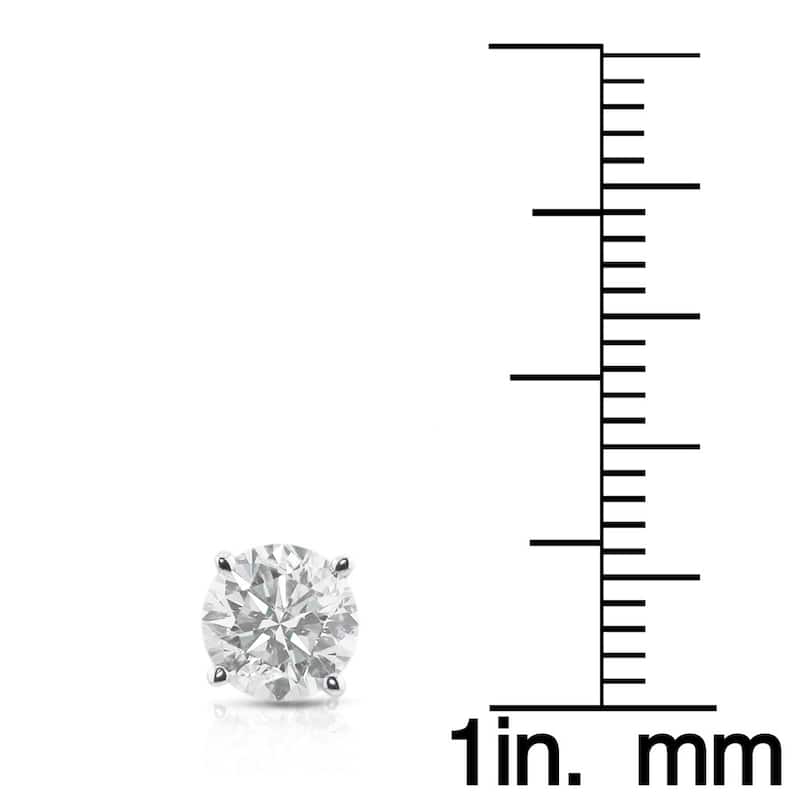 14k White Gold 1/2ct to 1 1/2ct TDW Round Hearts & Arrows Diamond Stud Earrings by Auriya (H-I, SI1-SI2)