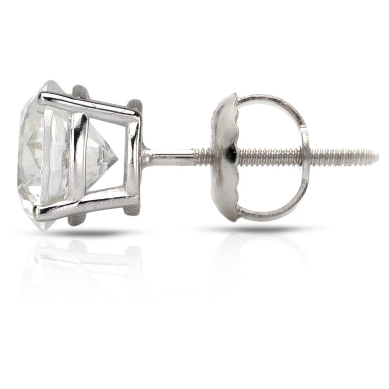 14k White Gold 1/2ct to 1 1/2ct TDW Round Hearts & Arrows Diamond Stud Earrings by Auriya (H-I, SI1-SI2)