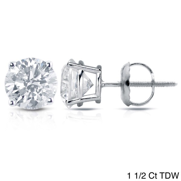 Auriya 18K White Gold 1/2ct to 2ct TDW Clarity Enhanced Diamond Stud Earrings