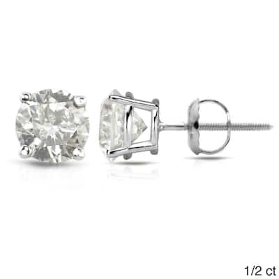 18k White Gold 1/2ct to 2ct TW Clarity Enhanced Diamond Stud Earrings by Auriya