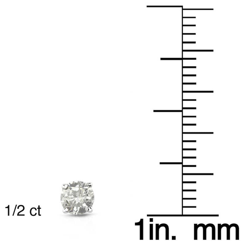 18k White Gold 1/2ct to 2ct TW Clarity Enhanced Diamond Stud Earrings by Auriya