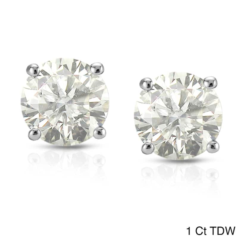 18k White Gold 1/2ct to 2ct TW Clarity Enhanced Diamond Stud Earrings by Auriya - 1.00ct