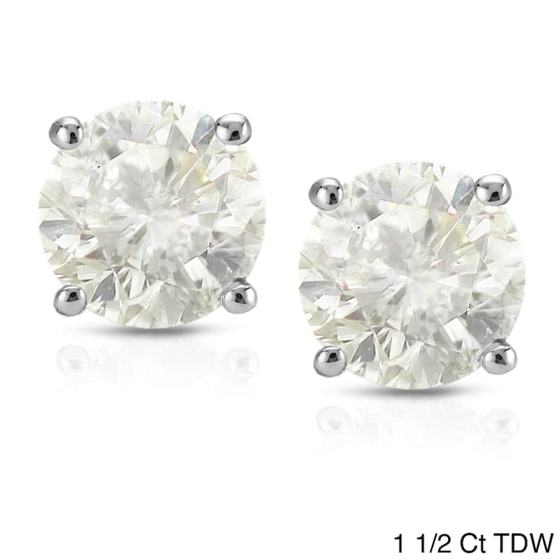 18k White Gold 1/2ct to 2ct TW Clarity Enhanced Diamond Stud Earrings by Auriya - 1.50ct