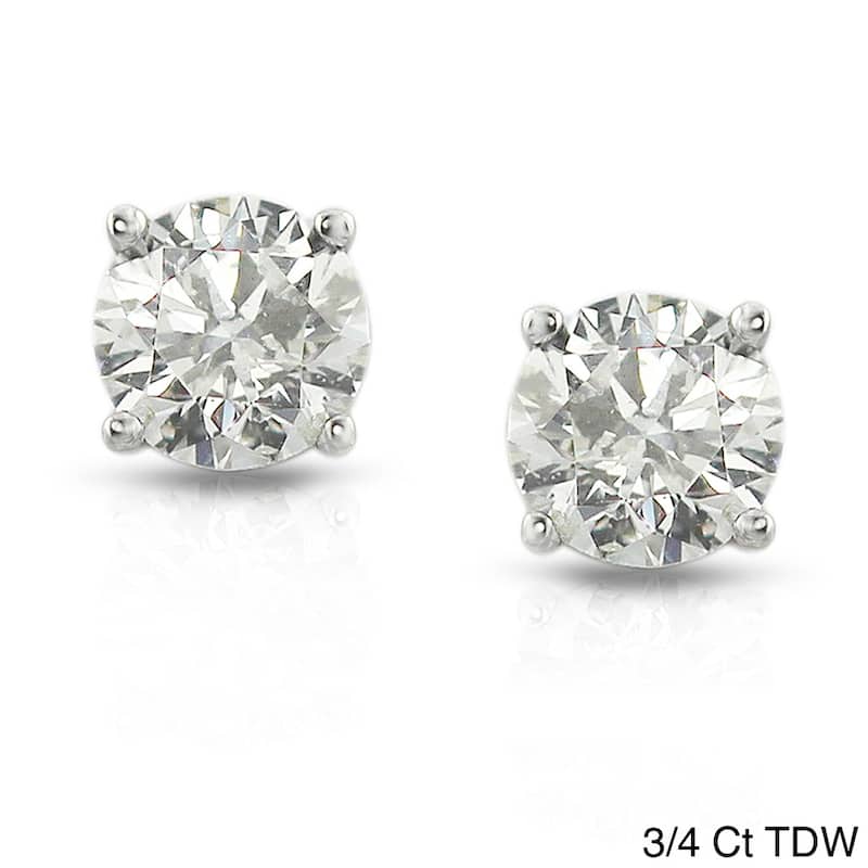 18k White Gold 1/2ct to 2ct TW Clarity Enhanced Diamond Stud Earrings by Auriya - 0.75ct