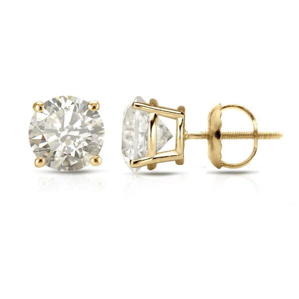 18K Yellow Gold 1/2ct to 2ct TW Clarity Enhanced Diamond Stud Earrings