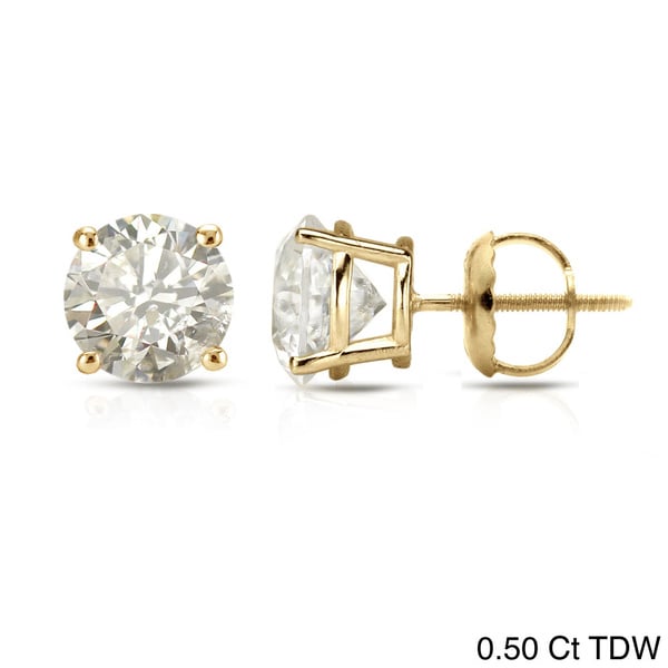 Auriya 1/2ct to 2ctw Clarity-enhanced Diamond Stud Earrings 18k Yellow Gold
