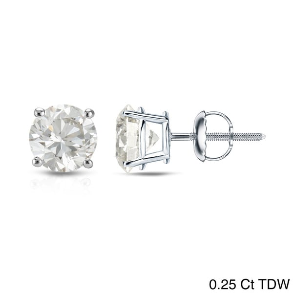 Auriya 14K White Gold Screw Back Diamond Earrings (H I, VS1 VS2) Auriya Diamond Earrings