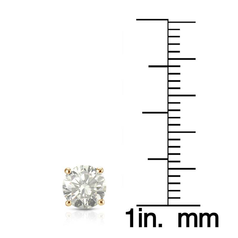 14k Yellow Gold 1/2ct to 1 1/2ct TDW Round Hearts & Arrows Diamond Stud Earrings by Auriya (H-I, SI1-SI2)