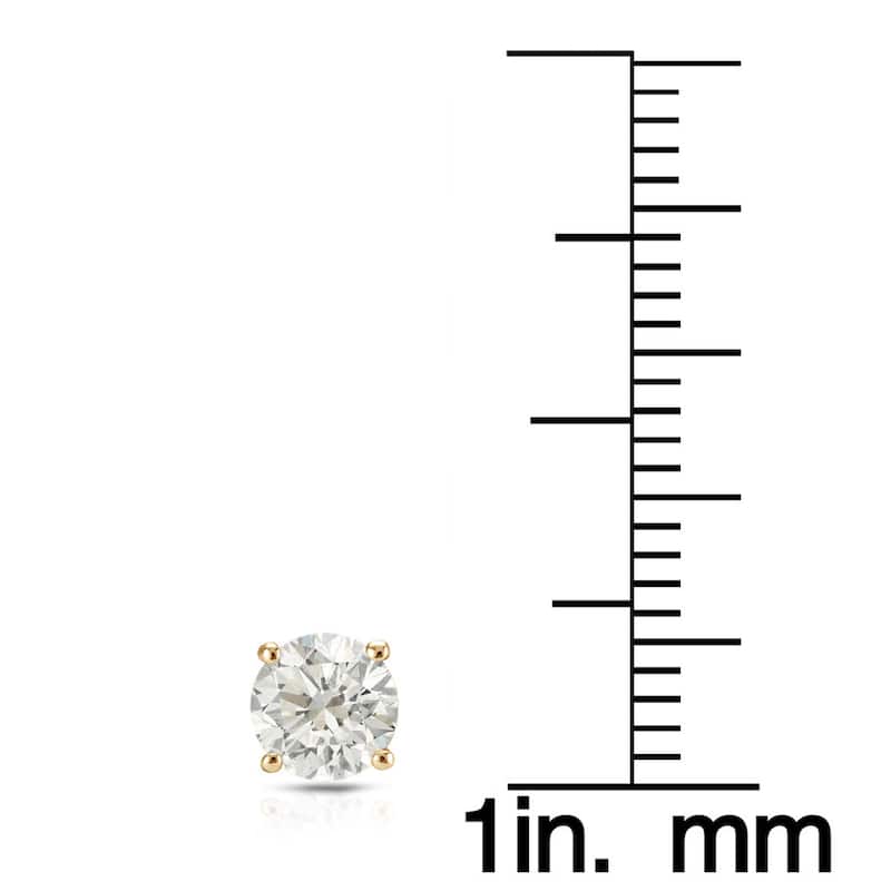 14k Yellow Gold 1/2ct to 1 1/2ct TDW Round Hearts & Arrows Diamond Stud Earrings by Auriya (H-I, SI1-SI2)