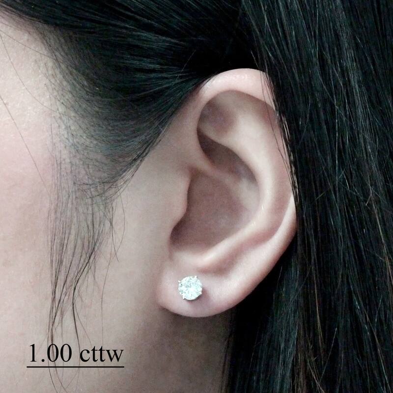 14k Yellow Gold 1/2ct to 1 1/2ct TDW Round Hearts & Arrows Diamond Stud Earrings by Auriya (H-I, SI1-SI2)