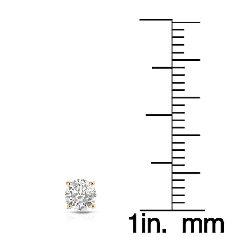 14k Yellow Gold 1/2ct to 1 1/2ct TDW Round Hearts & Arrows Diamond Stud Earrings by Auriya (H-I, SI1-SI2)